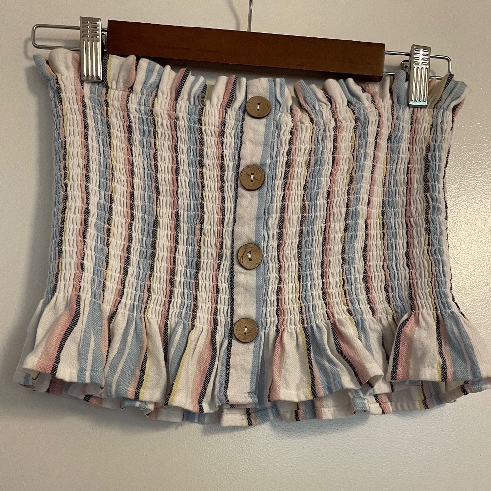 Cute ribbed button striped tube top summer
